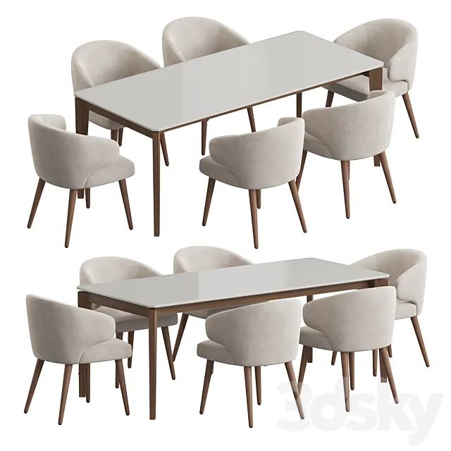 Angel Cerda Nogal Aston dining set 3DS Max Model