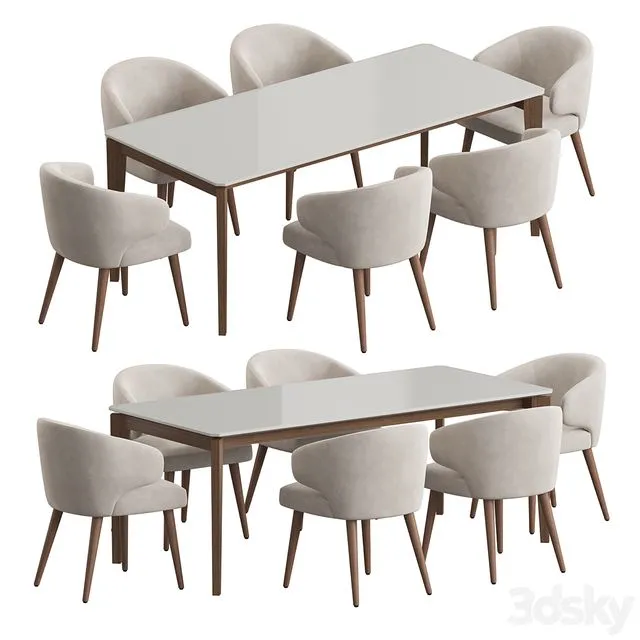 Angel Cerda Nogal Aston dining set 3dsMax Model