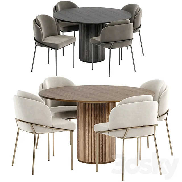 Angelo chairs with Palais Royal dining table 3ds Max
