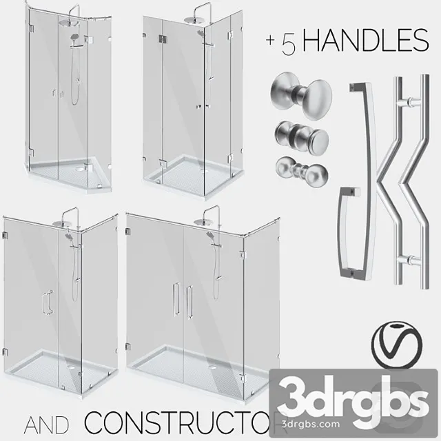 Angled Glass Shower Cabins Designer and Handle Set 3dsmax Download