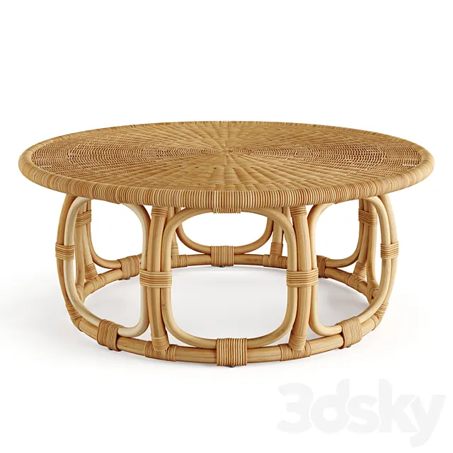 Anguilla Rattan Coffee Table Serena & Lily 3DS Max Model