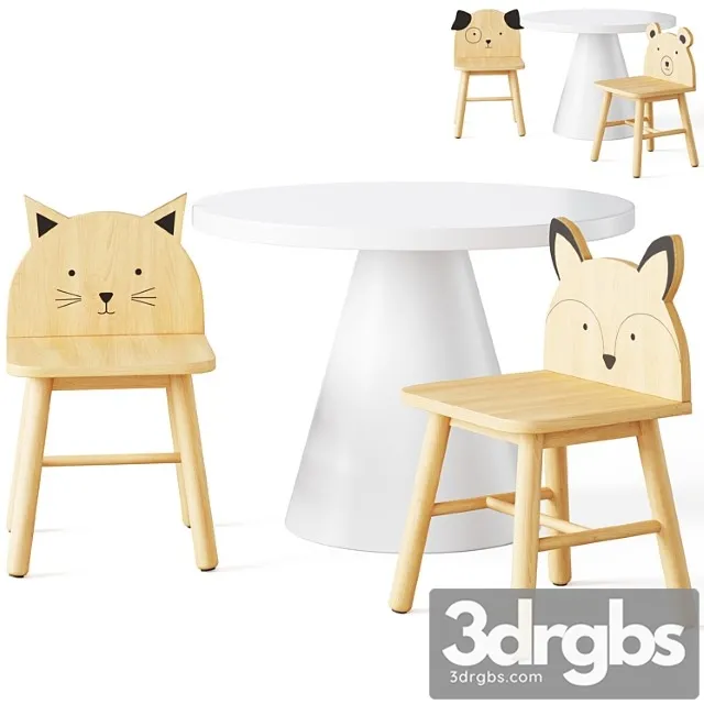 Animal kids chair & willy round play table