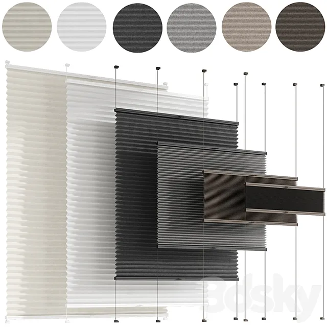 Animated pleated curtains 3DS Max Model