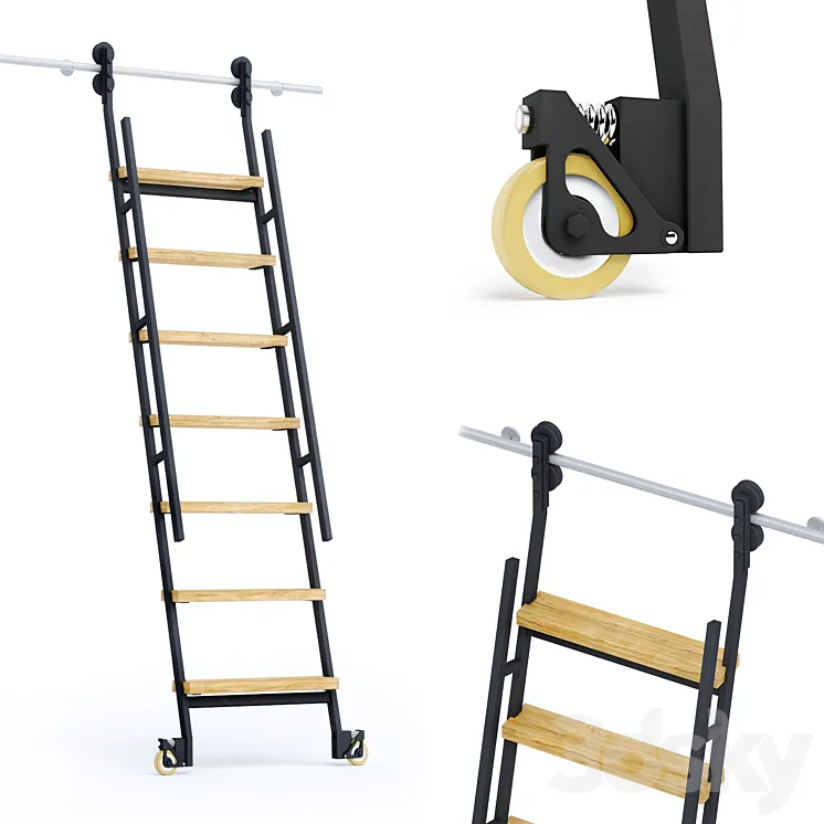 Animated sliding ladder MWE Industrieleiter 3DS Max