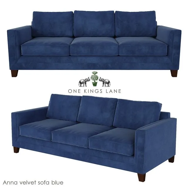 Anna Velvet Sofa Blue 3dsMax Model