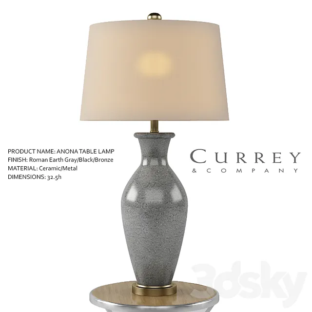 Anona Table Lamp – Currey & Company 3ds Max