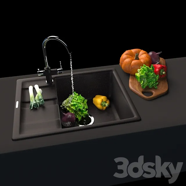 Anthracite kitchen 3DS Max Model