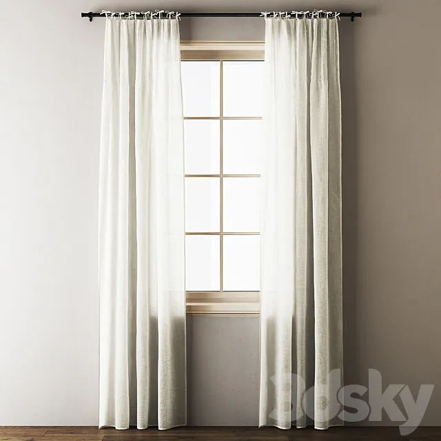 Anthropologie Tie-top Linen Curtains 3DS Max Model