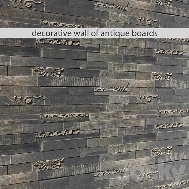 Antik Wood wall wall decor plank panels wooden decor boards wooden wall panel slats carving decor 3DS Max Model