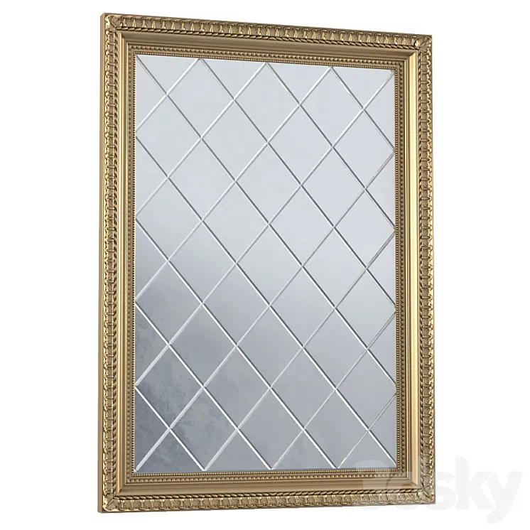 Antique beveled mirror in classic frame. Beveled Accent Mirror 3DS Max