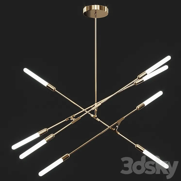 Antique Brass Wands LED Chandelier 3DS Max