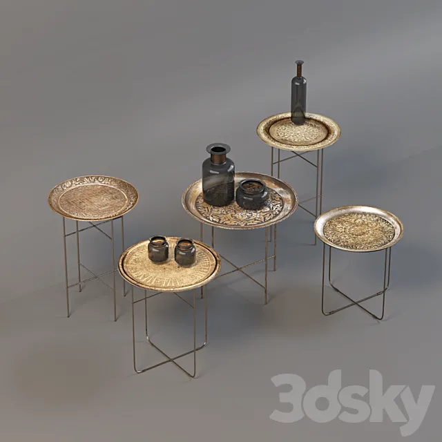 antique coffee table tray 3DS Max Model