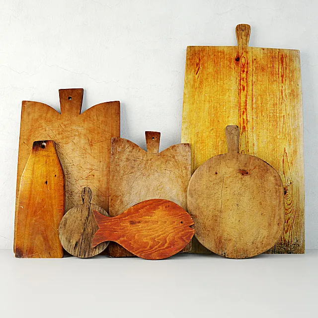 Antique Cutting Boards with Knife 3DSMax File
