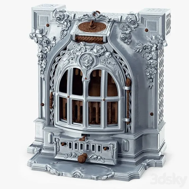Antique Fireplace Lent Moyen Vif Salamandre 3dsMax Model