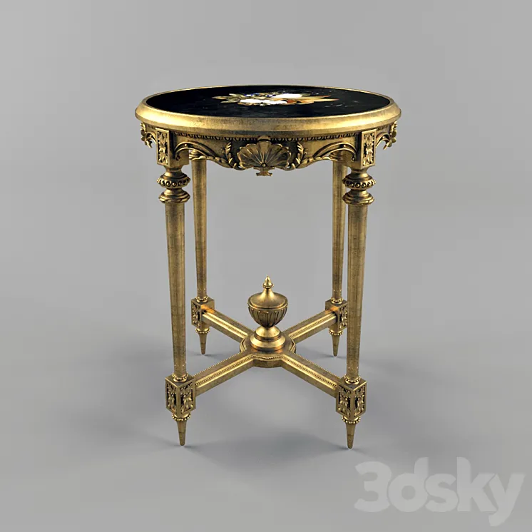 Antique French Giltwood Marble Top Side Table 3DS Max