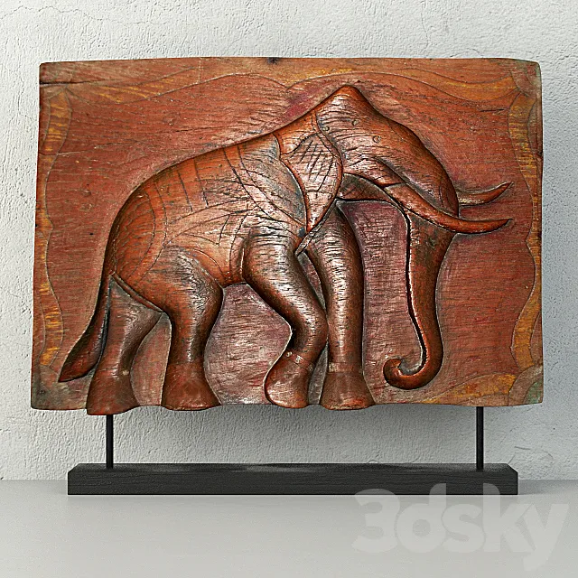 Antique Indian Elephant Relief Panel 3ds Max