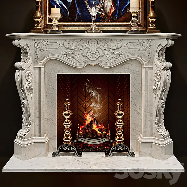 Antique Rococo Fireplaces – Louis XV 3DS Max Model