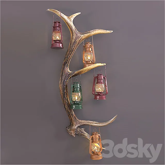 Antler oil lamp 3DS Max Model