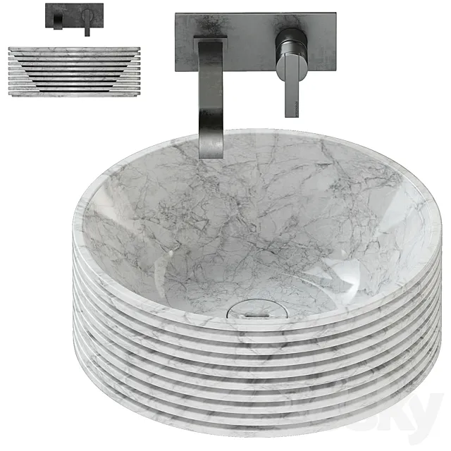 Antonio Lupi Introverso 45 Washbasin _ Bikappa BK200 Sink Mixer. 3DS Max Model