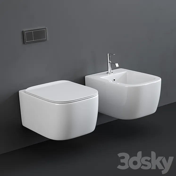 Antonio Lupi Komodo Wall Hung Toilet and Bidet 3DS Max