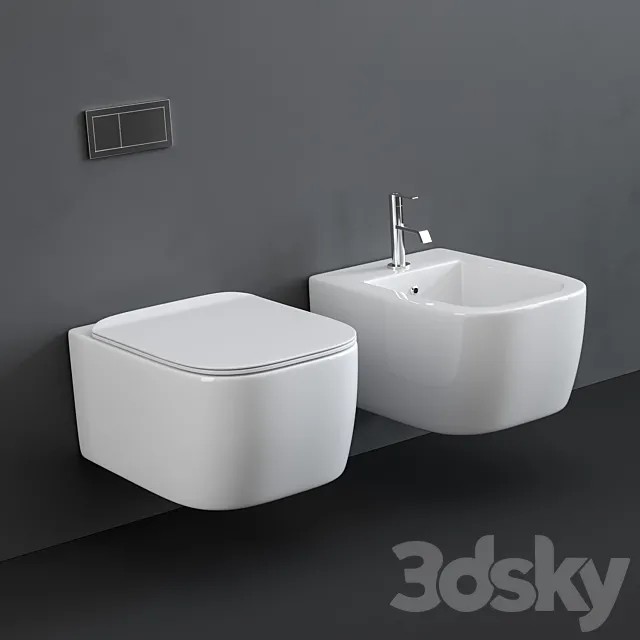 Antonio Lupi Komodo Wall Hung Toilet and Bidet 3DSMax File