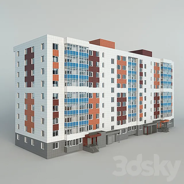 apartment nine-story apartment building 3DS Max Model