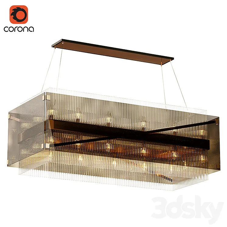 Apollo Dark Bronze and Polished Chrome 50-Inch Chandelier 3DS Max