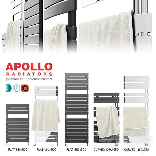 Apollo PALERMO radiators + towels 3ds Max