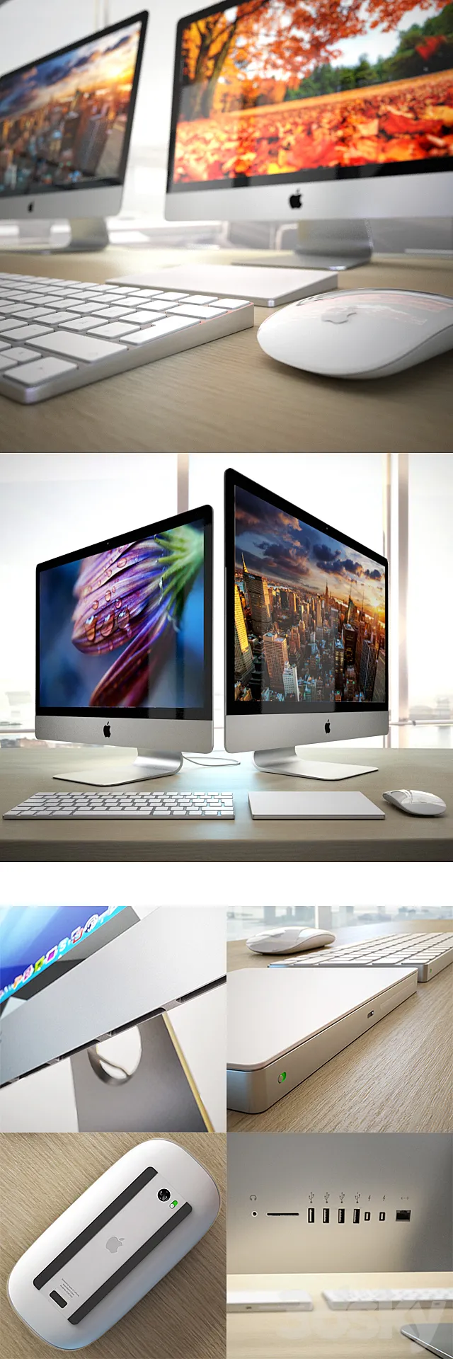 Apple iMac 2015 4k 5k RETINA with Accessories 3DSMax File