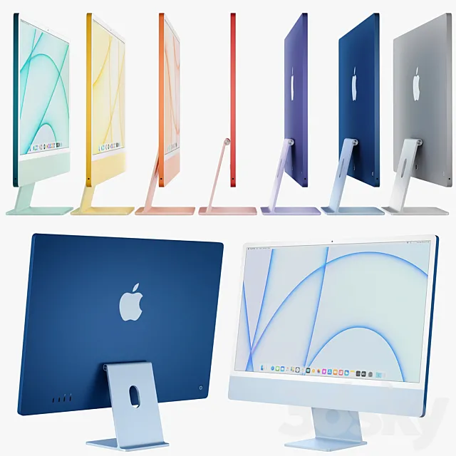 Apple iMac 24-inch all colors 2021 3DS Max Model