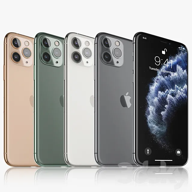 Apple iPhone 11 pro all colors 3DSMax File