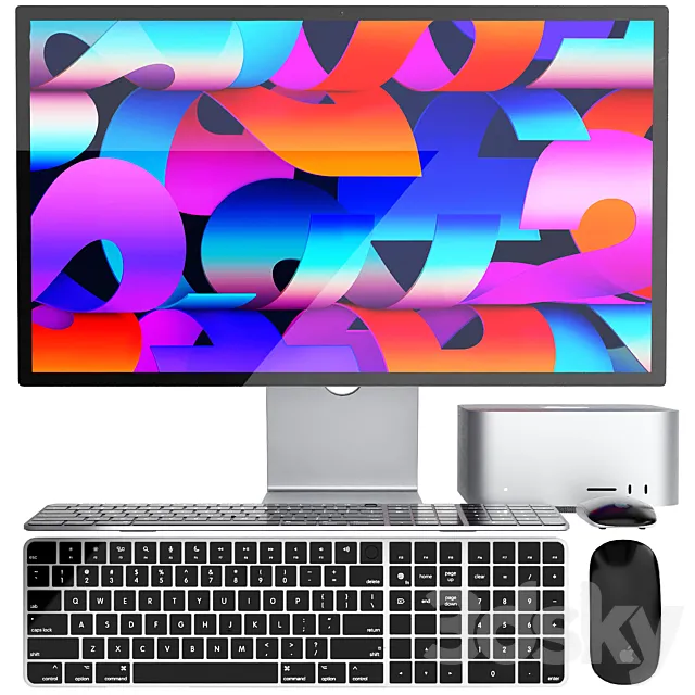 apple mac studio pc set with display 3dsMax Model