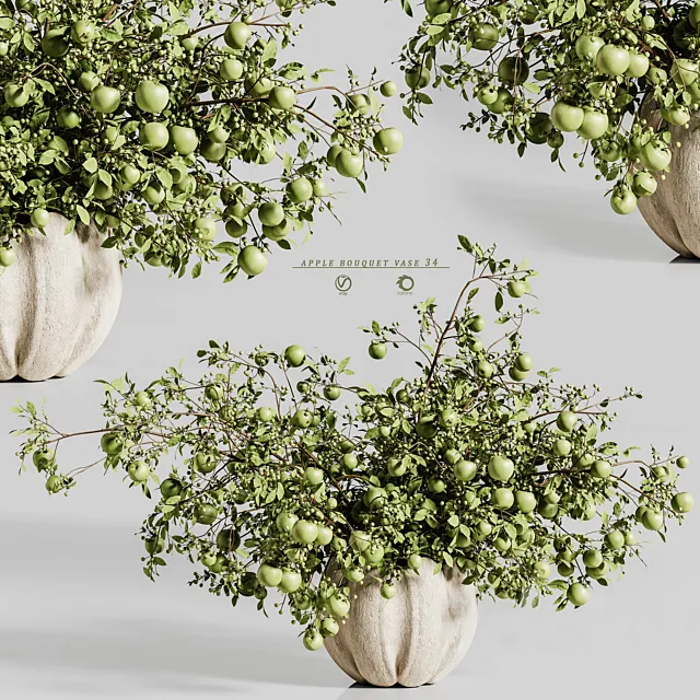 apple plants bouquet vase 34 3DS Max Model