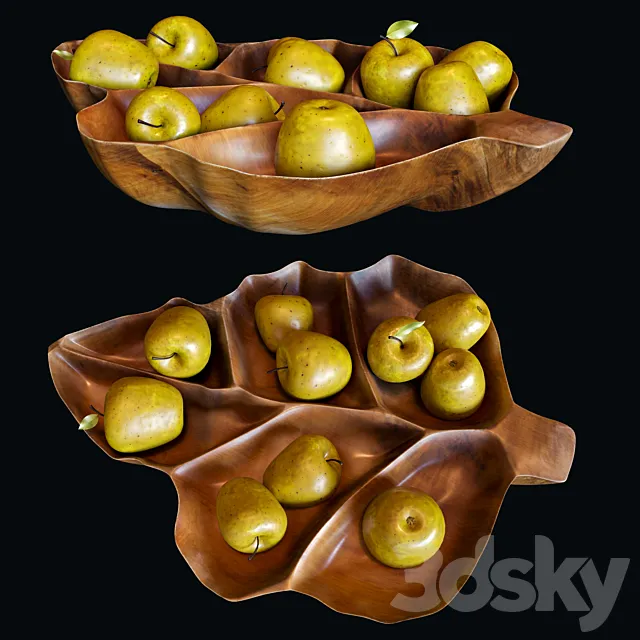 Apples a bowl of teak 3ds Max