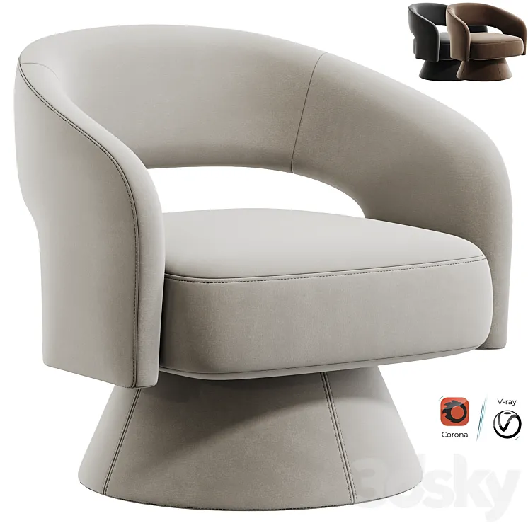 Aracelly Upholstered Swivel Barrel Chair 3DS Max Model