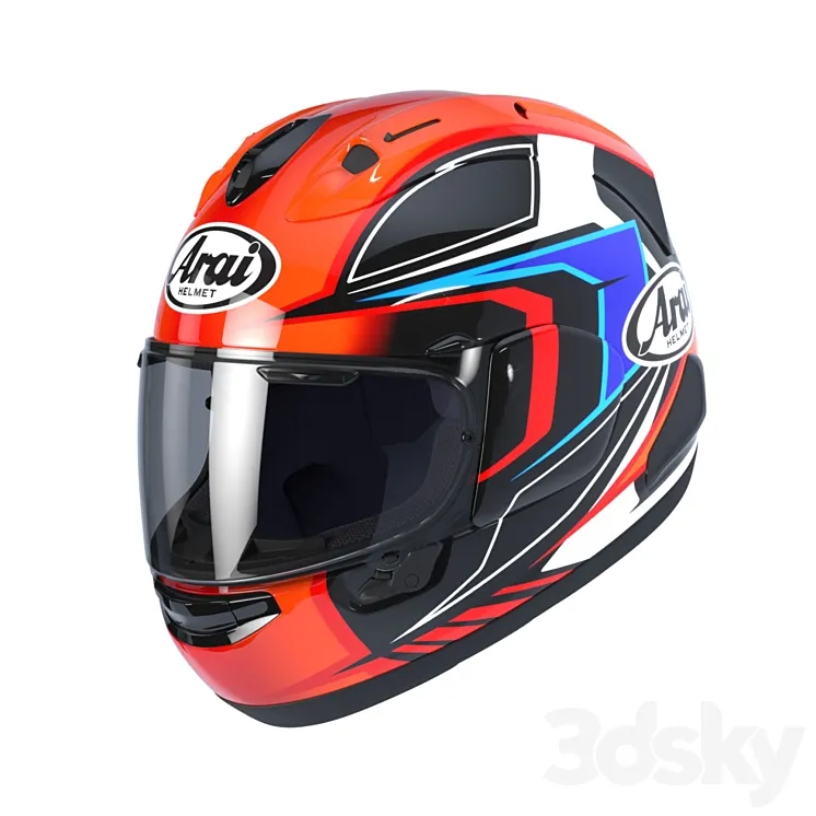 ARAI RX-7V MAZE RED \/ FROST BLACK motorcycle helmet 3DS Max Model