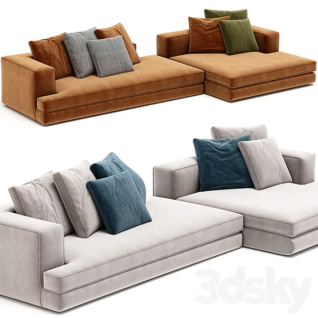 ARBITER Sofa with chaise longue By Maxalto 3DS Max Model