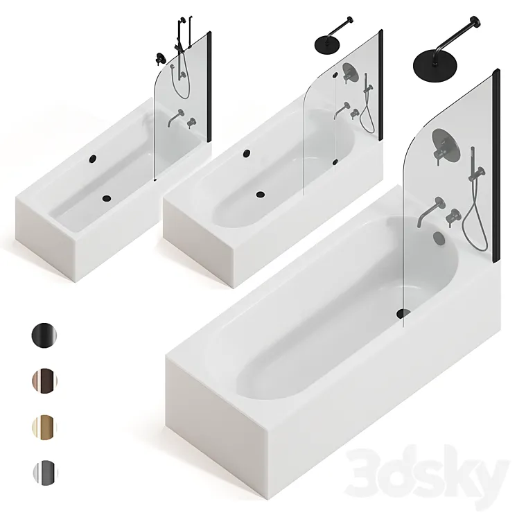 Arblu bath screens + Villeroy & boch bathtubs + Paffoni taps 3DS Max Model