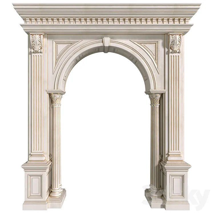 Arch in classic style.Arched interior doorway in a classic style.Traditional Interior Arched Doorway Opening 3DS Max