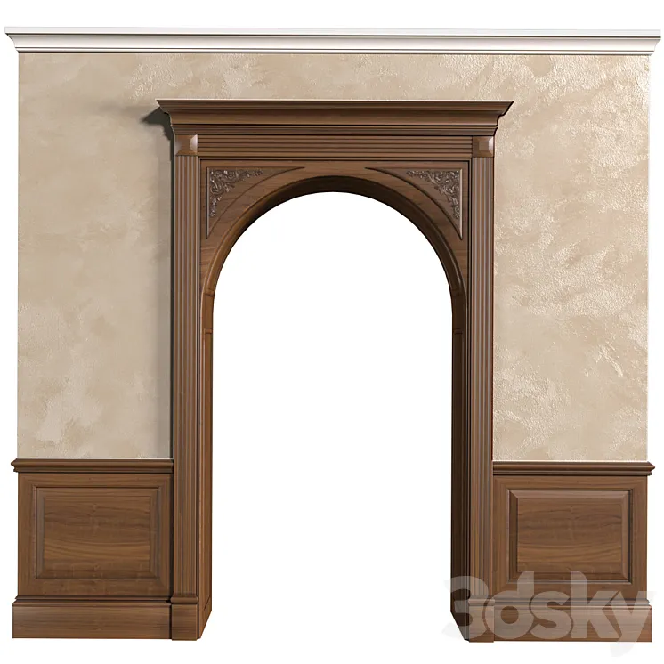 Arch in classic style.Arched interior doorway in a classic style.Traditional Interior Arched Doorway Opening.Wall Paneling 3DS Max