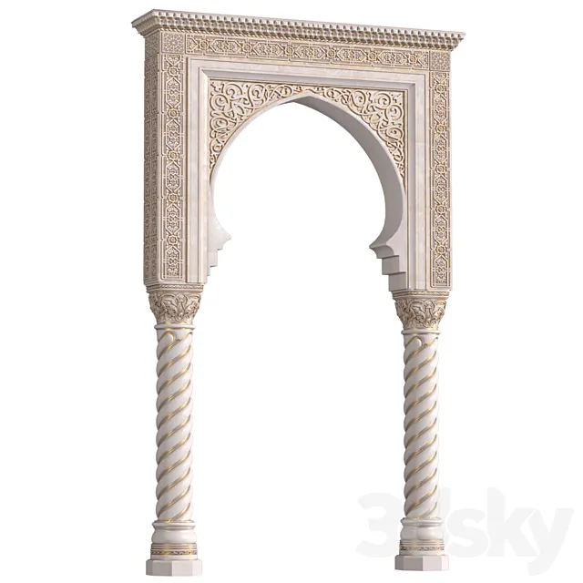 Arch in oriental style.Arabian arch.Moroccan arc.Arabic Door Portal.Entryway 3ds Max