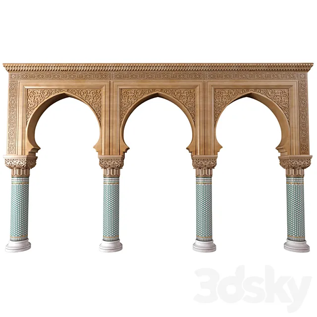 Arch in oriental style. Arched Doorway.Oriental Portal.Arabian Arched Entryway 3ds Max