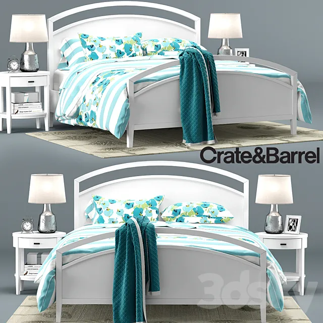 Arch White bed Collection Crate&Barrel 3ds Max