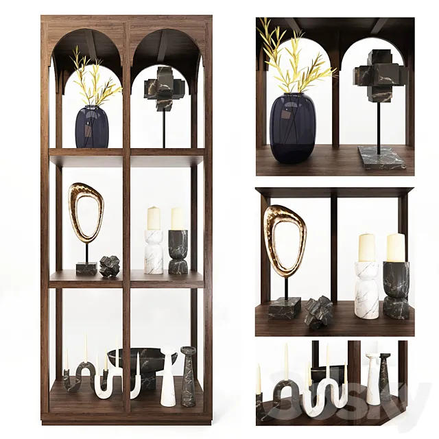 Arched shelving with decor 3ds Max