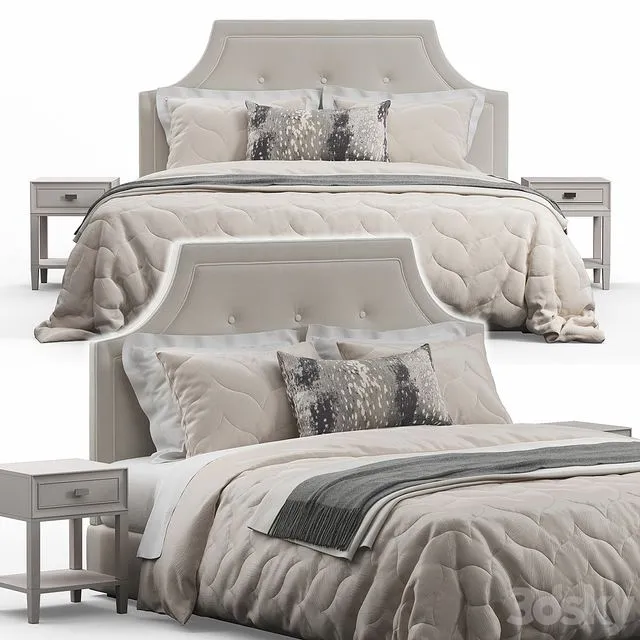 Arched Tufted Headboard Bed 3dsMax Model