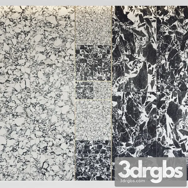 Architectural Design Floor Gres Pebble Fragment BW Marble Set 3 3dsmax Download