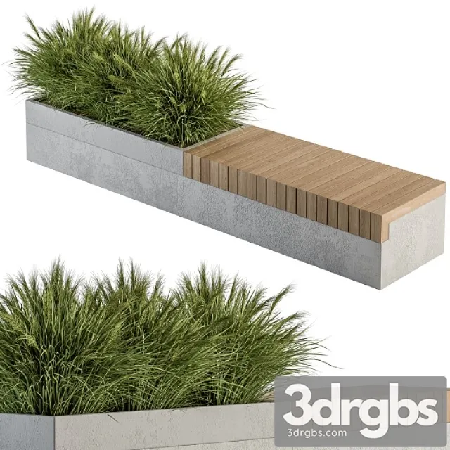 architecture bench with plants set 12 3dsmax Download