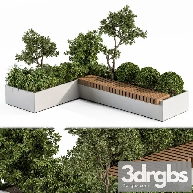 architecture bench with plants set 17 3dsmax Download