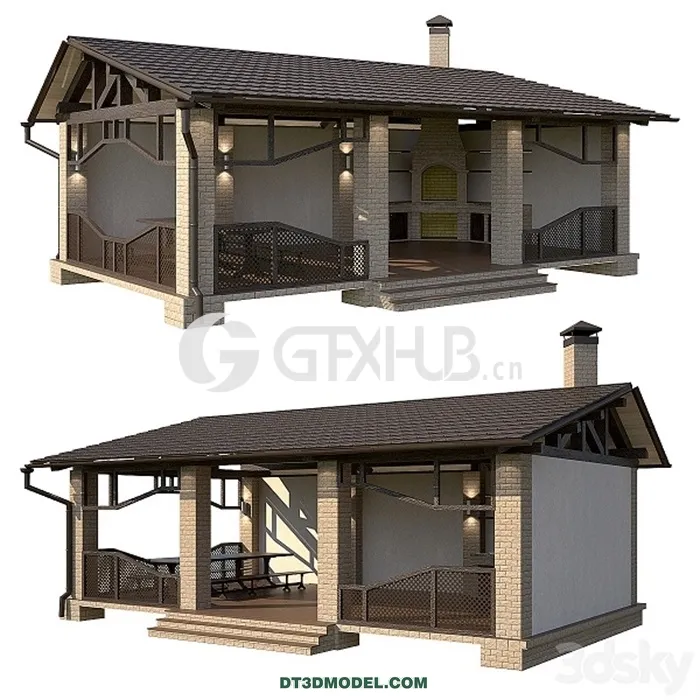 Architecture – Building – Arbor with summer kitchen