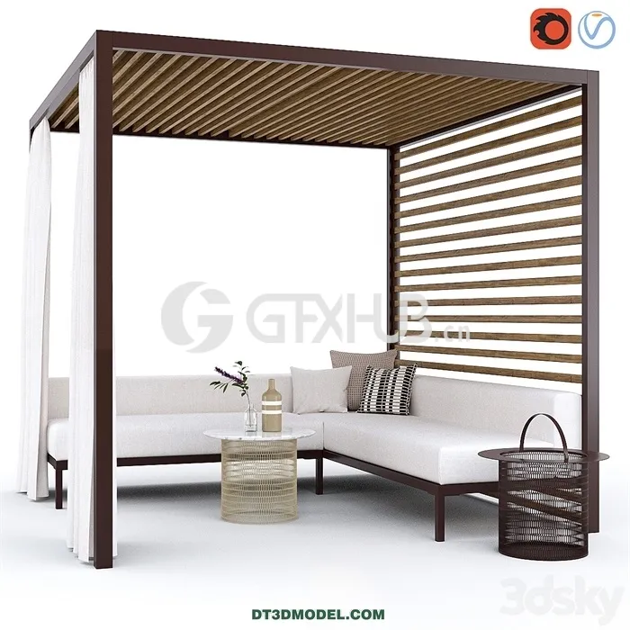 Architecture – Building – Garden arbor with sofa Kettal Pavilion Gazebo